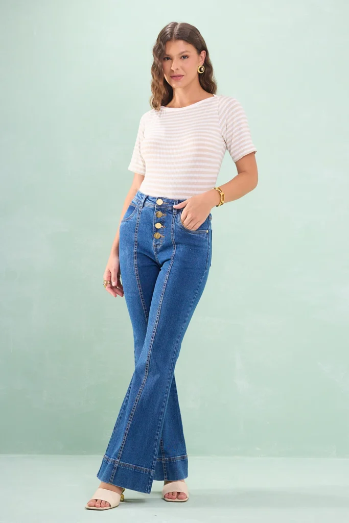 Calça Jeans Flare Barra Larga