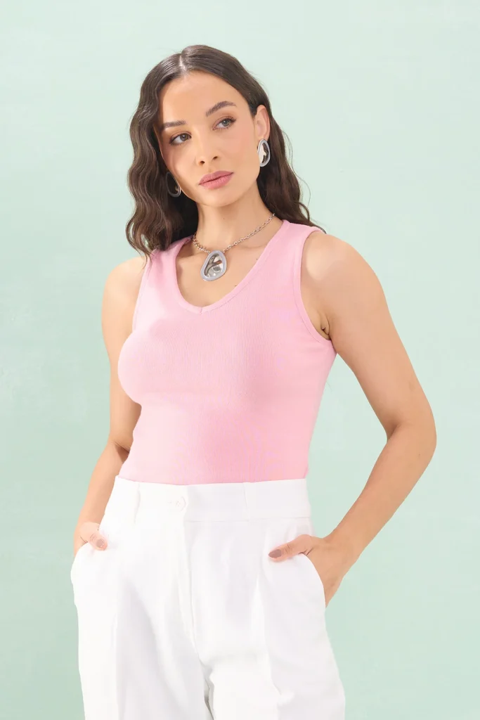 Blusa Regata Decote V Tricot