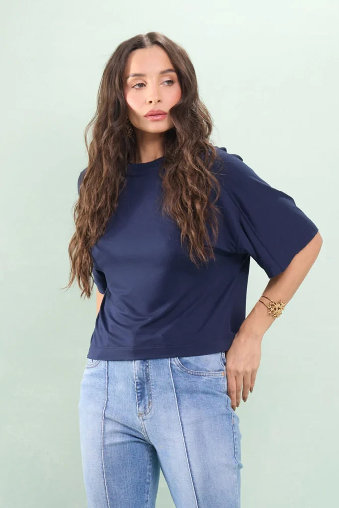 Blusa Raglan Pesponto Malha Visco