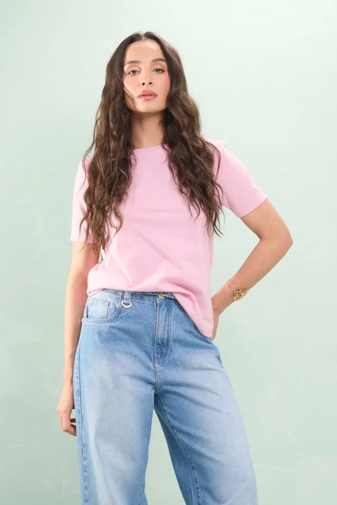 Blusa Decote Redondo Meia Malha