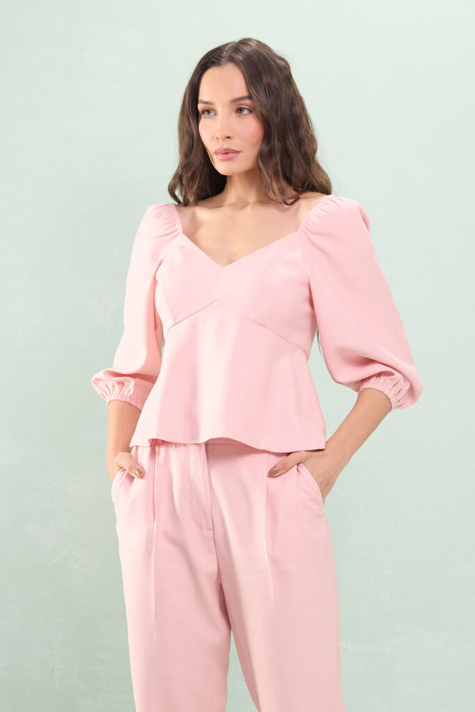 Blusa Manga 7/8 Decote Cigana Alfaiataria