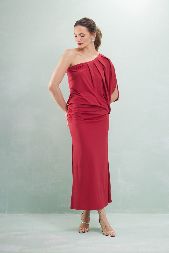 Saia Longa Drapeada Jersey