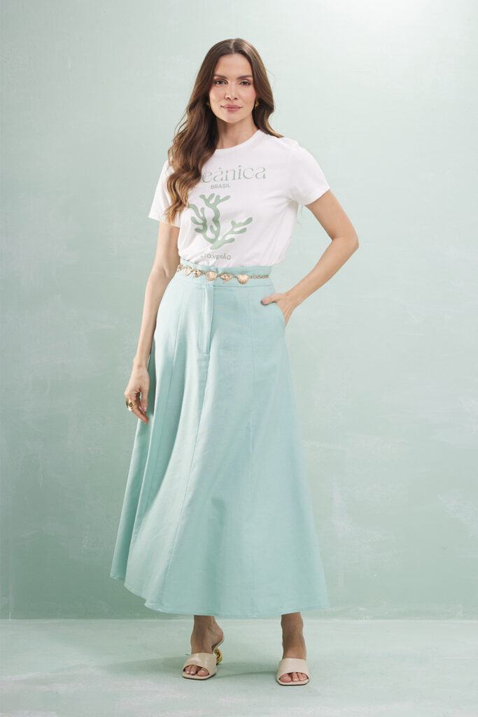 Blusa T-shirt Silk Oceânica Meia Malha