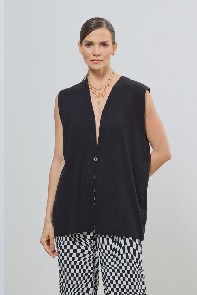 Colete Com Abotoamento Tricot