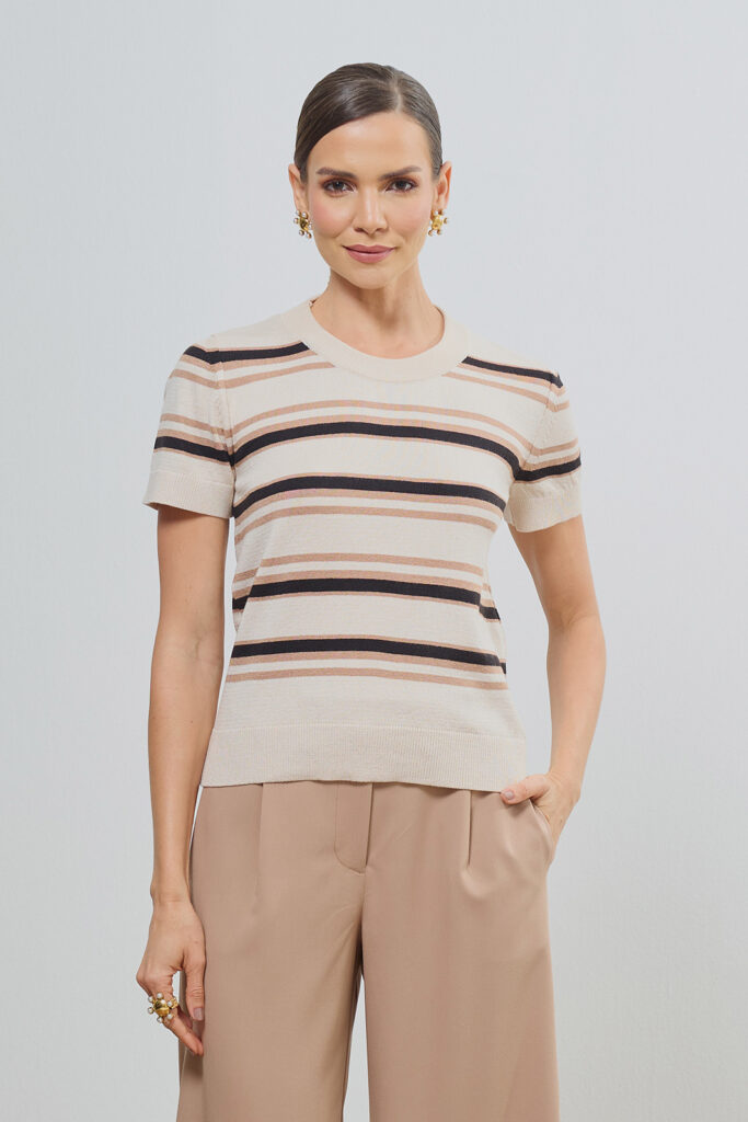 Blusa T-shirt Listrada Tricot