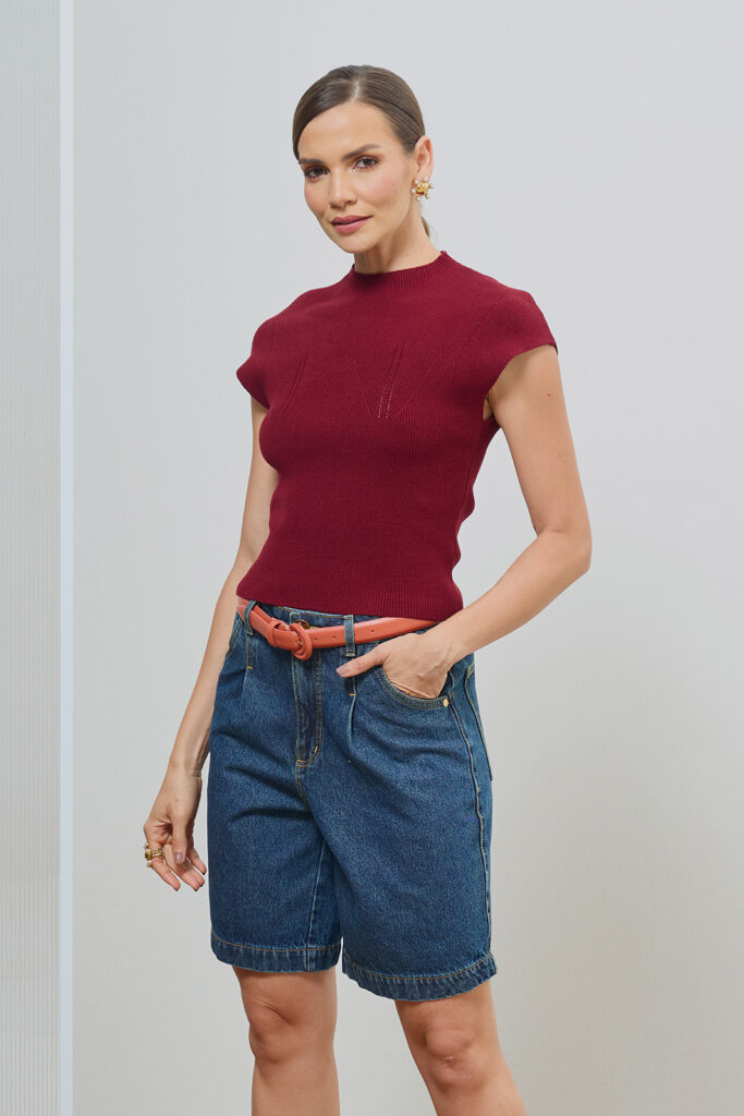 Blusa Gola Alta Manga Japonesa Tricot