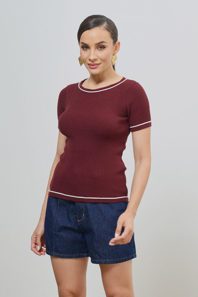 Blusa T-shirt Com Vivo Tricot