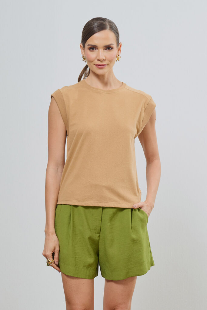 Blusa Raglan Com Cava Ribana Malha Cotton