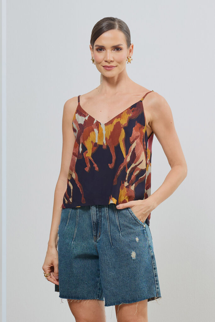 Blusa Alça Decote V Viscose