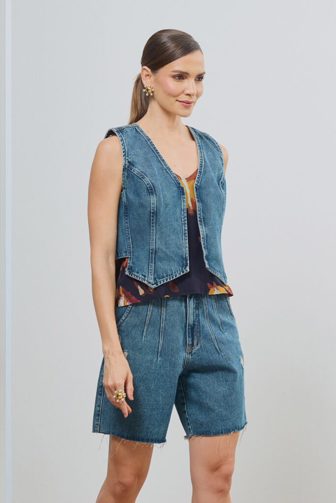 Colete Jeans Dupla Face