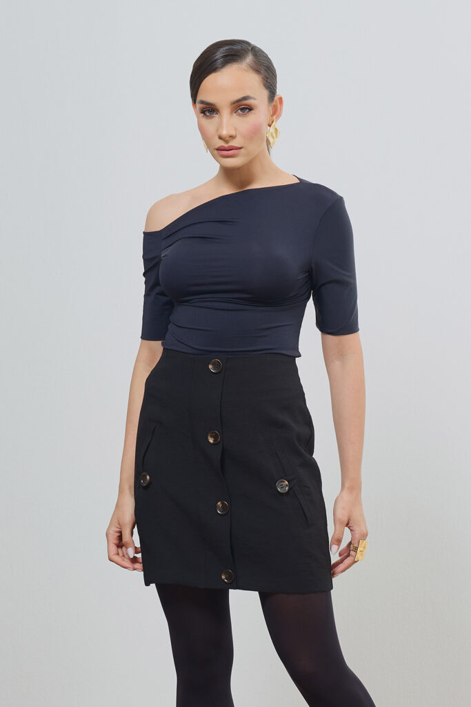 Mini Saia Com Botões Alfaiataria