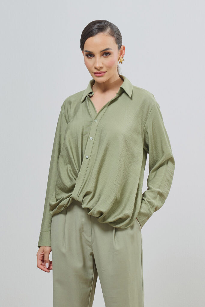 Camisa Com Torção Manga Longa