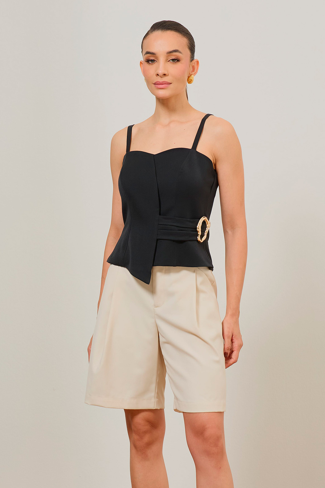 Blusa Alça Detalhe Transpasse Com Fivela Alfaiataria