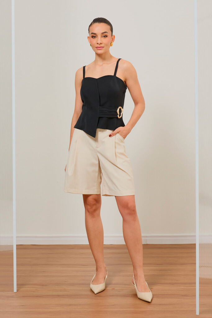 Bermuda Bolso Diagonal Alfaiataria