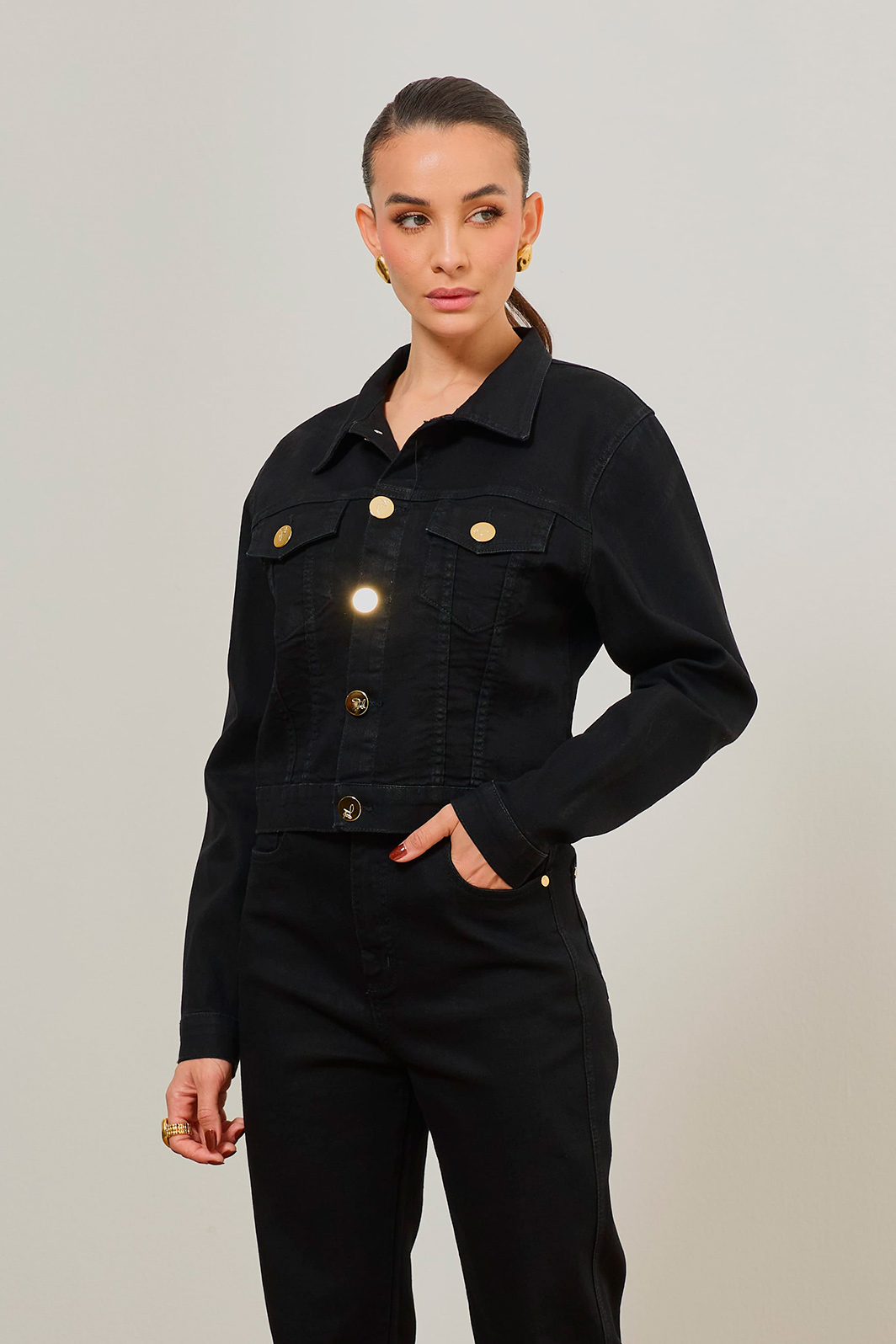 Jaqueta Sarja Com Bolsos