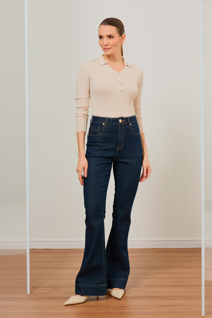 Calça Jeans Flare Barra Larga