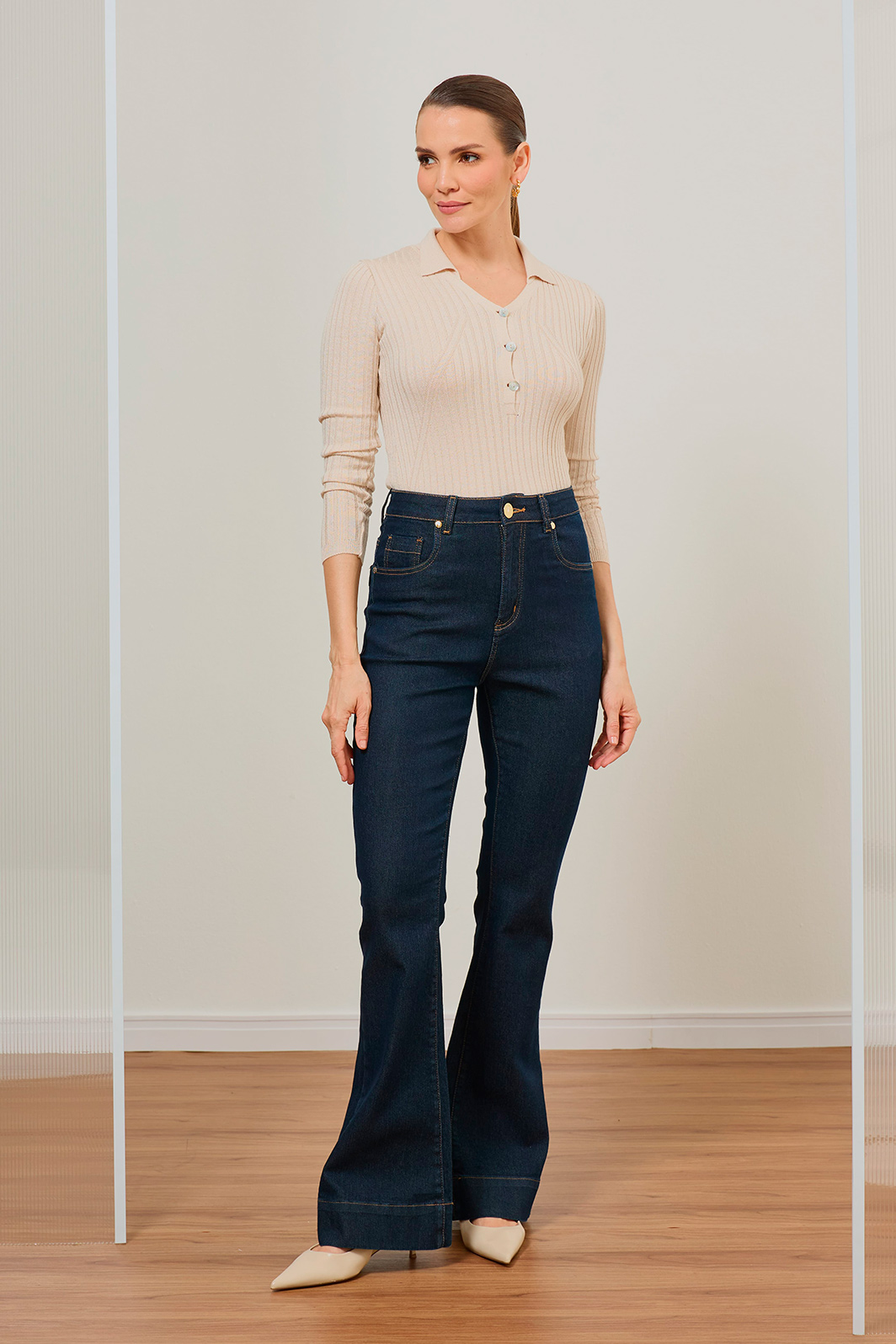 Calça Jeans Flare Barra Larga