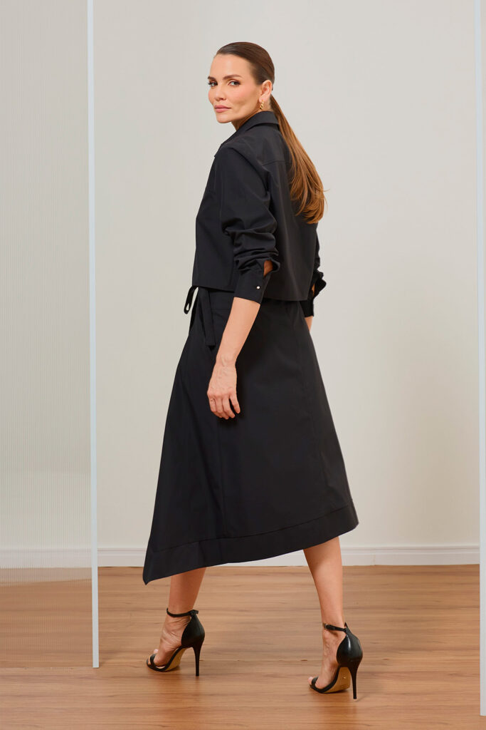 Saia Midi Com Transpasse e Amarração Alfaiataria Tec