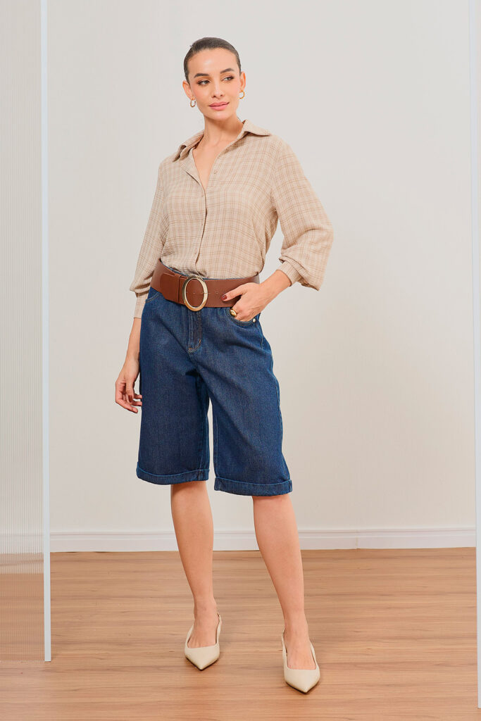 Camisa Manga Longa Punho Largo Crepe