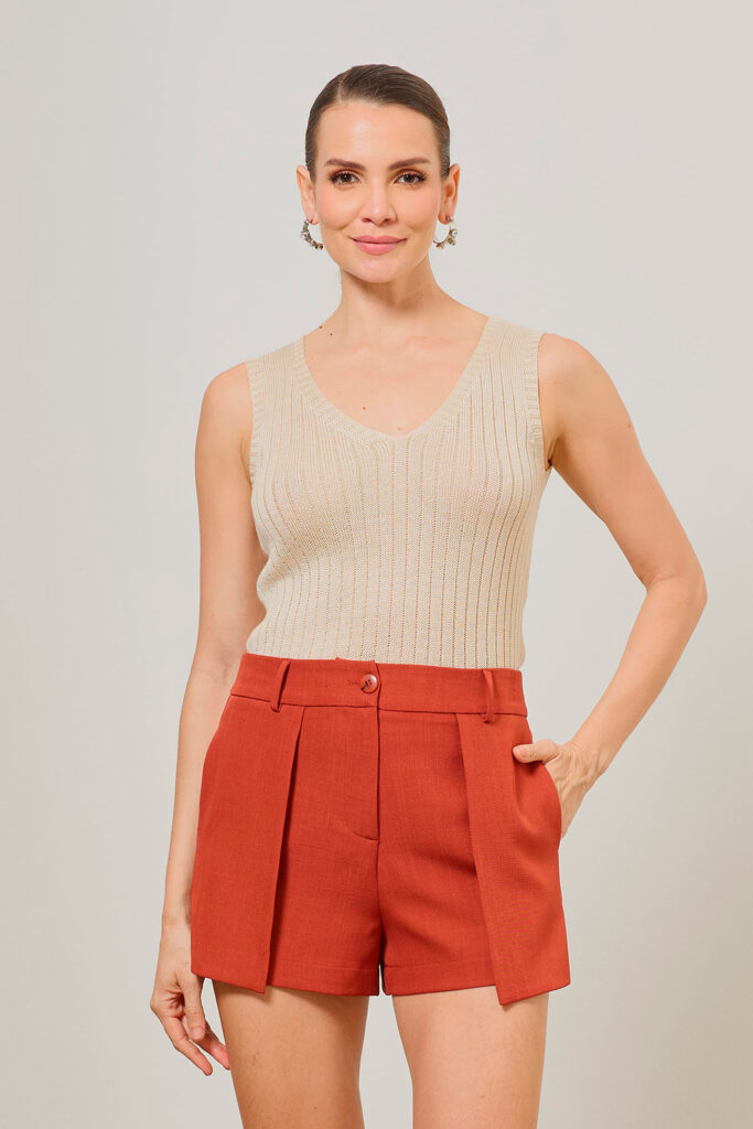 Short Com Bolso Sobreposto Alfaiataria