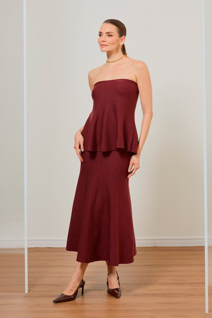 Saia Midi Evasê Tricot