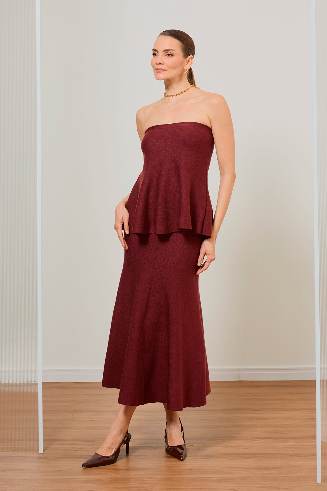 Saia Midi Evasê Tricot