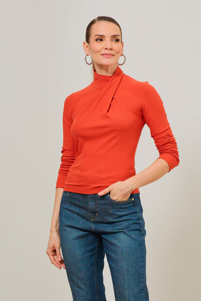 Blusa Gola Drapeada Canelado