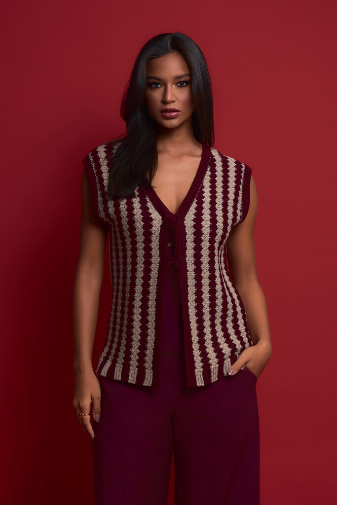 Colete Com Amarração Dupla Listra Tricot