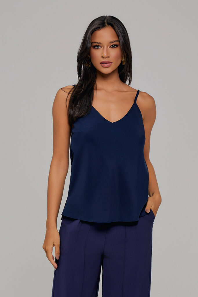 Blusa Alça Decote V Crepe