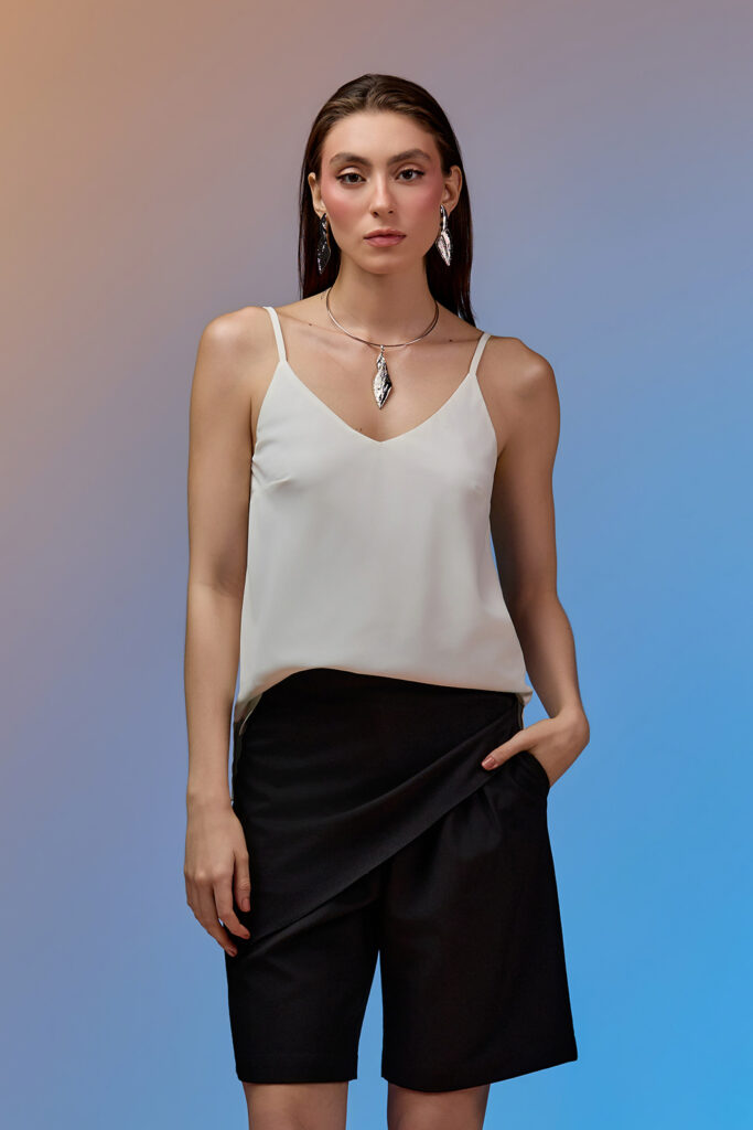 Blusa Alça Decote V Crepe