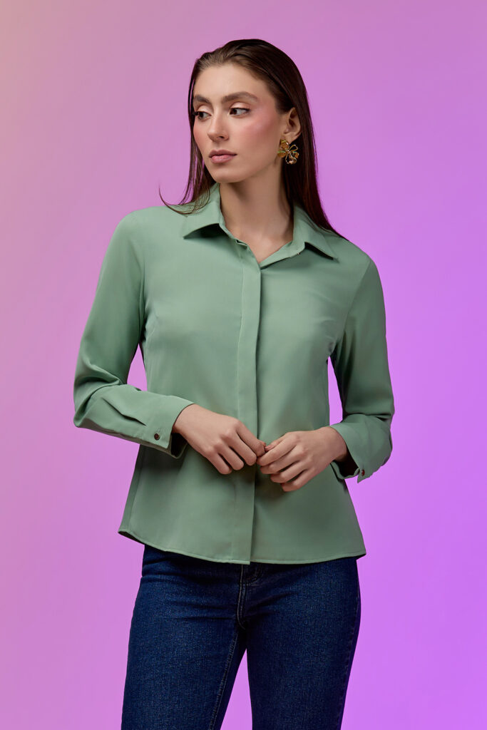 Camisa Manga Longa Crepe