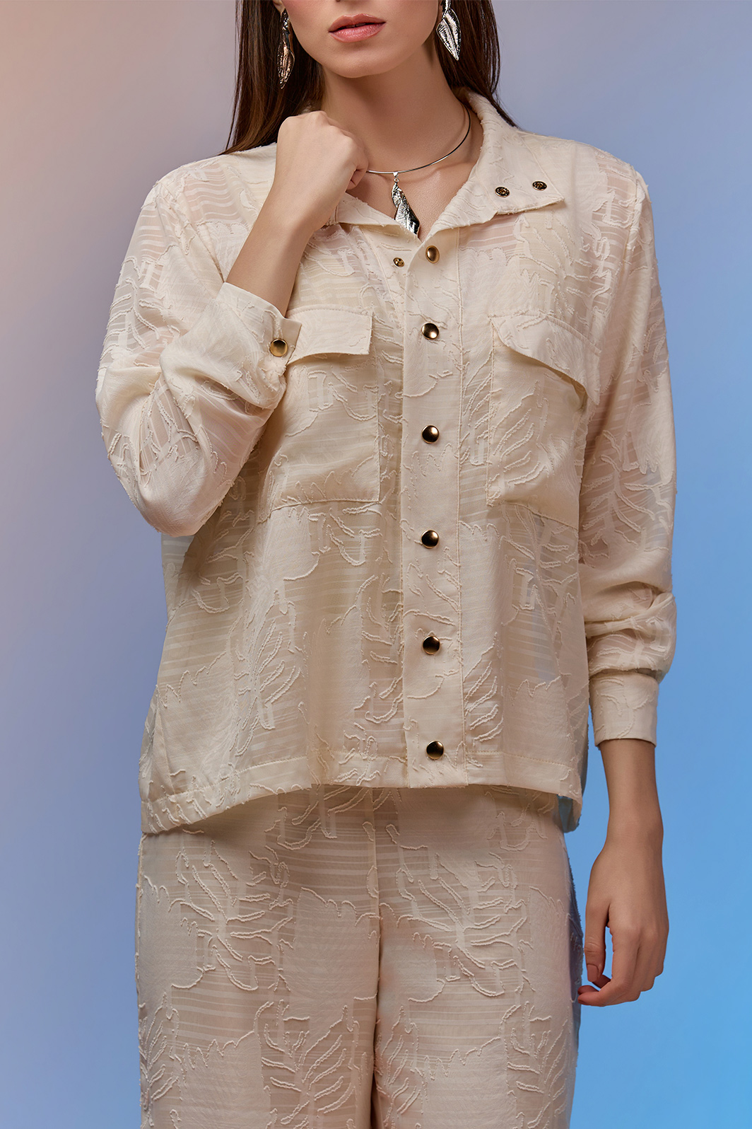 Camisa Manga Longa Com Bolso Devorê