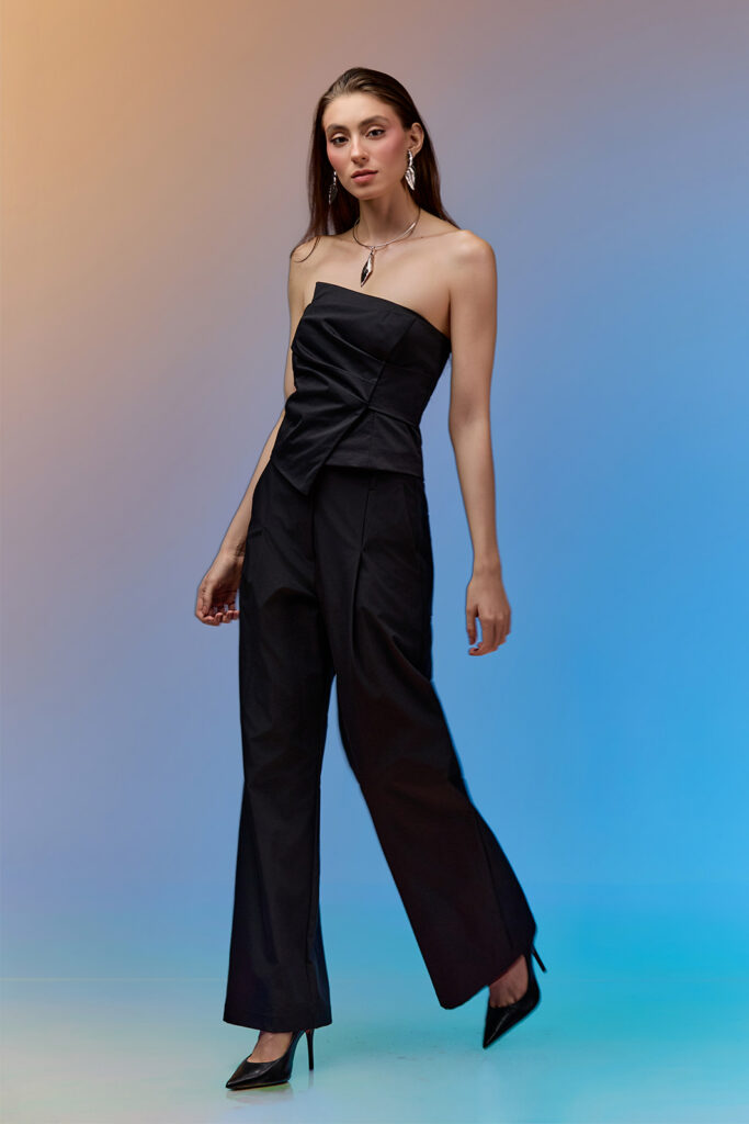 Calça Reta Bolso Faca Com Faixa Tecno