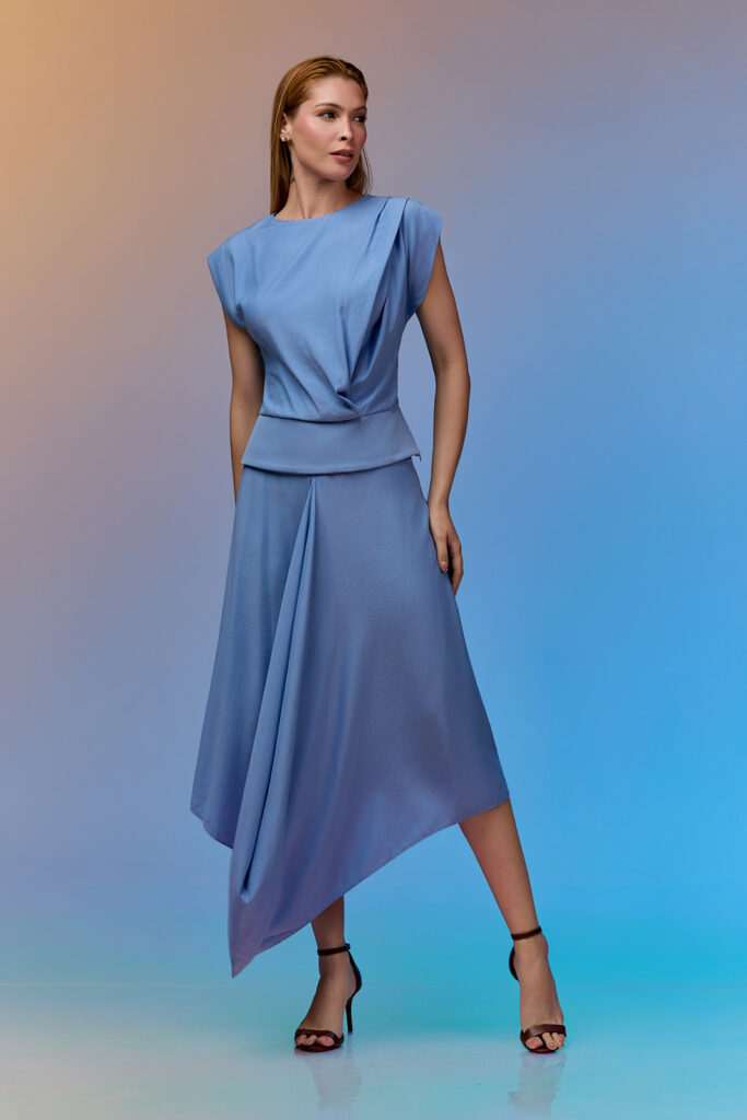 Saia Midi Com Ponta Crepe