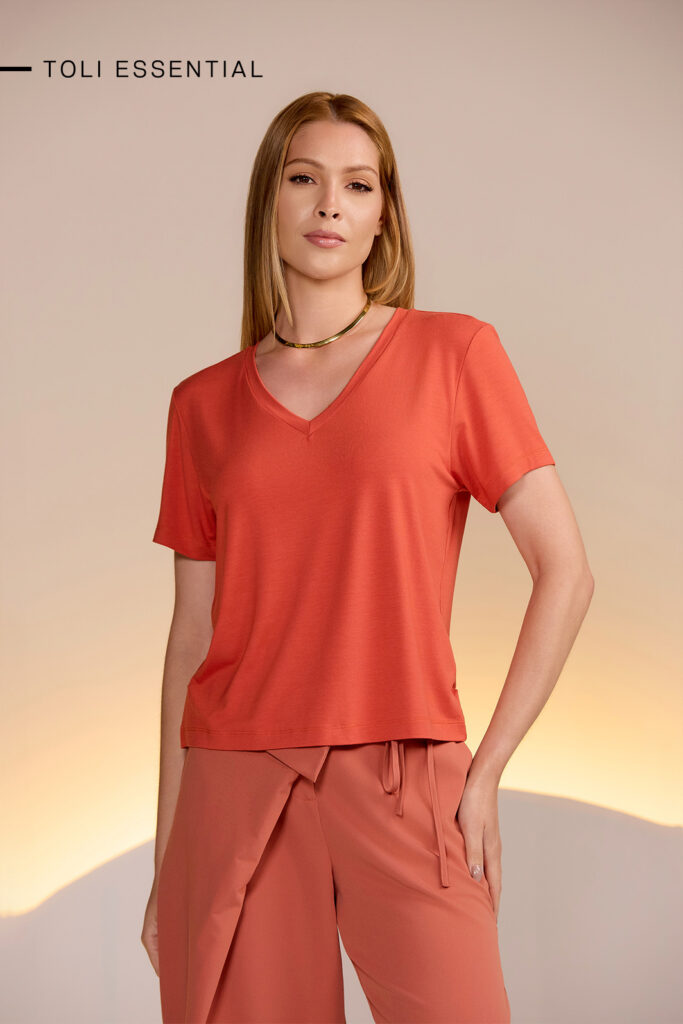 Blusa Decote V Viscolycra
