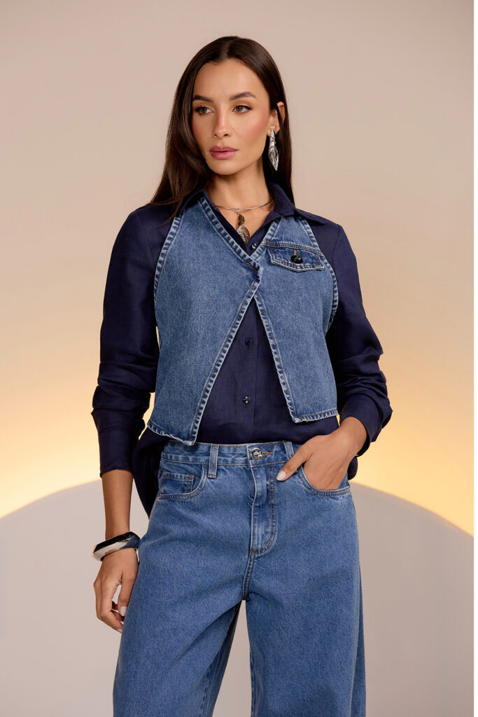 Colete Jeans Frente Única