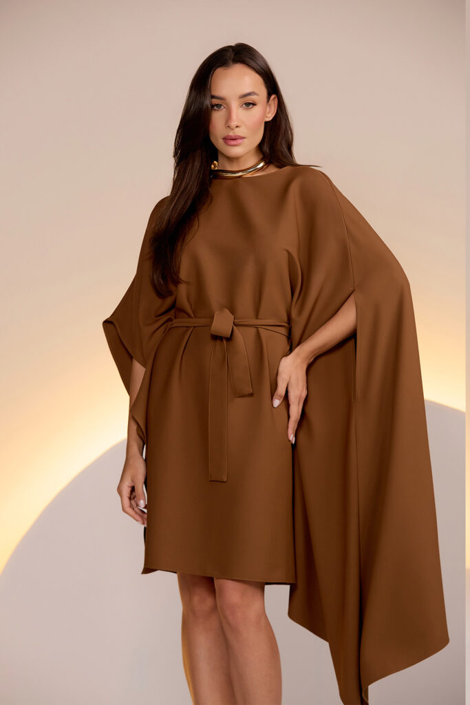 Vestido Curto Kaftan Assimétrico Crepe