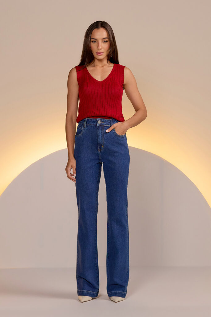 Calça Jeans Boot Cut Com Elastano