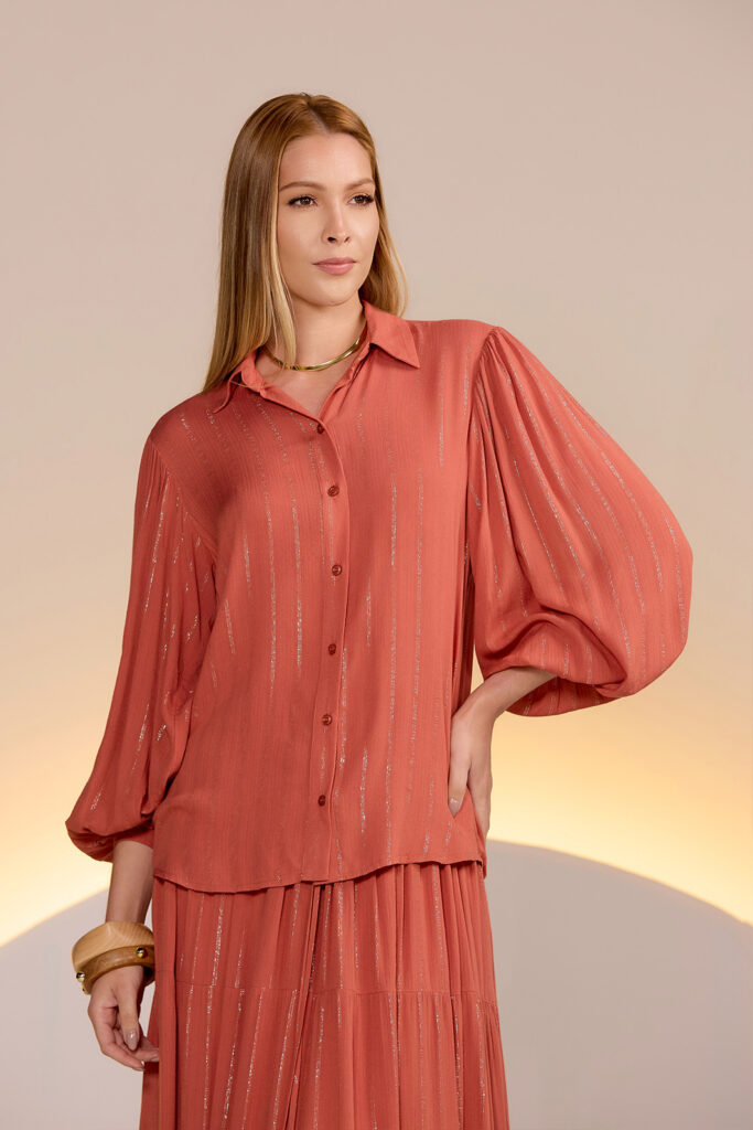 Camisa Manga Longa Viscose Com Lurex